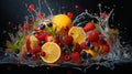 Juicy Jubilee: Sliced Fruits in a Splash of Freshness