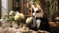 Imagine a dapper rabbit in a velvet smoking jacket Royalty Free Stock Photo