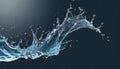 splashes of water on a dark blue background 3d rendering. AI