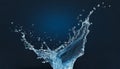 splashes of water on a dark blue background 3d rendering. AI