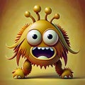 earth tone color of cute abstract monster cartoon