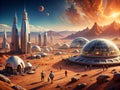 Imagine a future where humans live on Mars Royalty Free Stock Photo