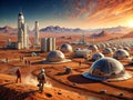 Imagine a future where humans live on Mars Royalty Free Stock Photo