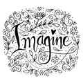 Imagine Hand lettering.