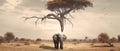 solitude stability surrealism dream tree concept nature surreal impossible elephant. Generative AI.