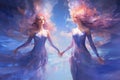 Ethereal mermaids with flowing sapphire tails - Generative AI