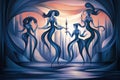 Ethereal mermaids with flowing sapphire tails - Generative AI