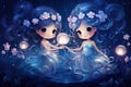 Ethereal mermaids with flowing sapphire tails - Generative AI