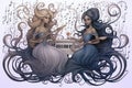 Ethereal mermaids with flowing sapphire tails - Generative AI
