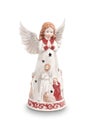 Set of Christmas nativity scene and angel figurines isolated on white background Royalty Free Stock Photo