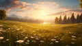 Imagine,A serene meadow bathed in golden sunlight, where laughter echoes through the air Royalty Free Stock Photo