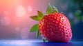 A surreal and enchanting portrayal of a strawberry placed against a captivating background, with impeccable lighting that enhances