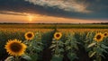 sunflower field when the sun down