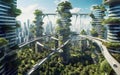 An imagined futuristic slightly sci-fi eco-friendly city. Royalty Free Stock Photo