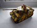 Model of plastic tank. Soviet and fascist tanks. Details and close-up. Royalty Free Stock Photo