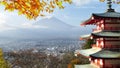 Imaging of Mt. Fuji autumn with red maple leaves, Japan Royalty Free Stock Photo
