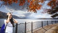 Imaging of Mt. Fuji autumn with red maple leaves, Japan