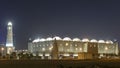 Imam Muhammad ibn Abd al-Wahhab Mosque timelapse Qatar State Mosque exterior Royalty Free Stock Photo