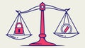 Imbalanced Justice Scales with Red Padlock: Security Risks, vector design Generative AI Royalty Free Stock Photo