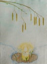 Imbolc, or Candlemas, Wiccan sabbath watercolour illustration