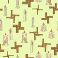 Imbolc seamless with candles and brigid cross Royalty Free Stock Photo