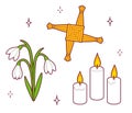 Imbolc symbols doodle set