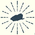 Imbros Logo. Grunge sunburst poster with map of.