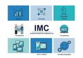 Imc logo with icons representing technology services solutions business Royalty Free Stock Photo
