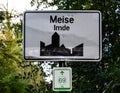 Imde, Flemish Brabant, Belgium - Sign of the village of Imde, Meise with a green sign of the node biking trail system
