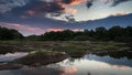 ImeLapse Nature. Beautiful sunset over the river.