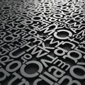 Imensional black and white letters densely arranged creating a Royalty Free Stock Photo