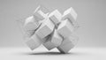 Imensional composition features a cluster of white cubes and transpare Royalty Free Stock Photo