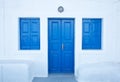 Imerovigli blue doors on Santorini Island