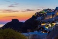 Imerovigli village at cliff top at sunset Santorini Cyclades Greece Royalty Free Stock Photo