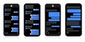 iMessage Interface. Texting Mockup. Telegram Messenger. Flat Vector Message Bubbles. Chat Interface On Black Background.