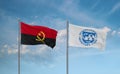 International Monetary Fund and Angola flags, country relationship concept