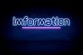 Imformation society - blue neon announcement signboard Royalty Free Stock Photo