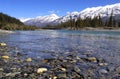 The Rocky Mountains with snow and a wild river