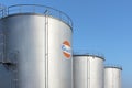 Oil storage tanks with a Gulf logo