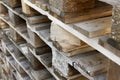 Stack of old weathered wooden pallets Royalty Free Stock Photo