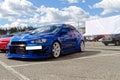 Blue sport Evo on a carshow outdoors Royalty Free Stock Photo