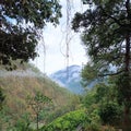 Img, Cloudy sky with green mountains Royalty Free Stock Photo