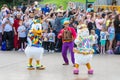 A customized Disney parade through the streets in Paris Royalty Free Stock Photo