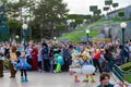 A customized Disney parade through the streets in Paris Royalty Free Stock Photo