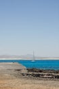 Landing jetty Isla Los Lobos towards the Las Dunas Royalty Free Stock Photo