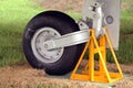 Landing gear, airplane detail, Parnamirim, Rio Grande do Norte Royalty Free Stock Photo