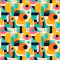 geometric seamless pattern with bright colors, retro style, game shapes, abstraction, Ai Generated