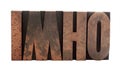 Imho in old wood letters