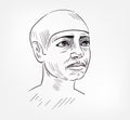 Imhotep was an Egyptian chancellor to the Pharaoh Djoser famous physician medical scientist vector sketch illustration