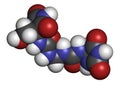 Imidazolidinyl urea antimicrobial preservative molecule formaldehyde releaser. 3D rendering. Atoms are represented as spheres.